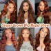 Stema #4/350 Ginger Brown Highlight 13x4 Transparent Lace Frontal Human Hair Wig